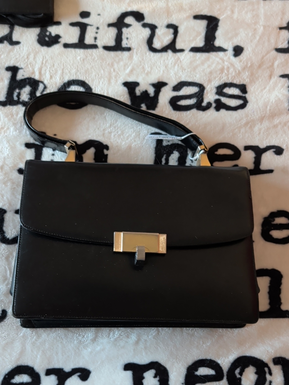 Koret Black Leather Satchel with Silver-Tone Hardware